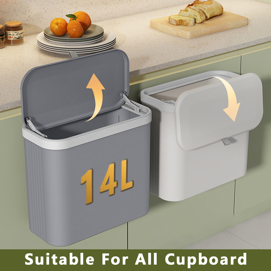 Compost Bin Countertop - ONEKA-Poubelle de Cuisine avec Couvercle, 14L,