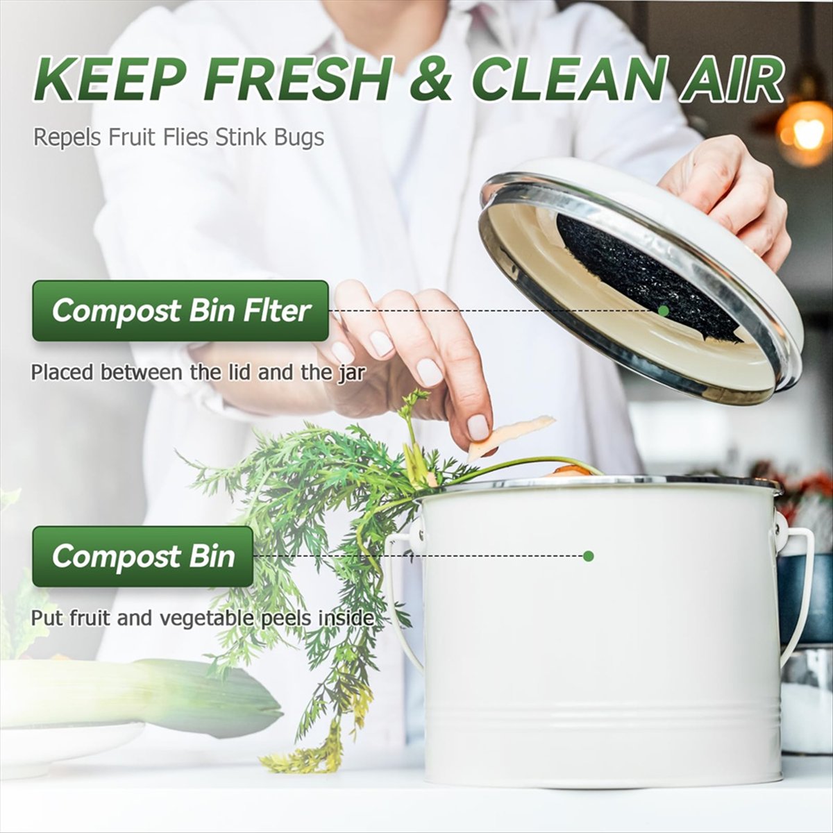 Compost Bin Countertop - Nouveau filtre pour poubelle à compost